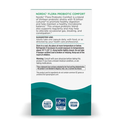 Nordic Flora Probiotic Comfort – 30 Capsules, 13 Strains, 15B Cultures | Vegan & Non-GMO