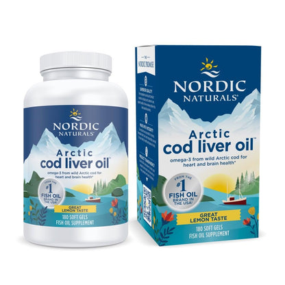 Nordic Naturals Arctic Cod Liver Oil Lemon – 180 Soft Gels | 750 mg Omega-3s (EPA & DHA)