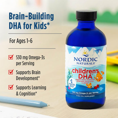 Nordic Naturals Children's DHA Strawberry - 8 oz for Kids | 530 mg Omega-3 (EPA & DHA)