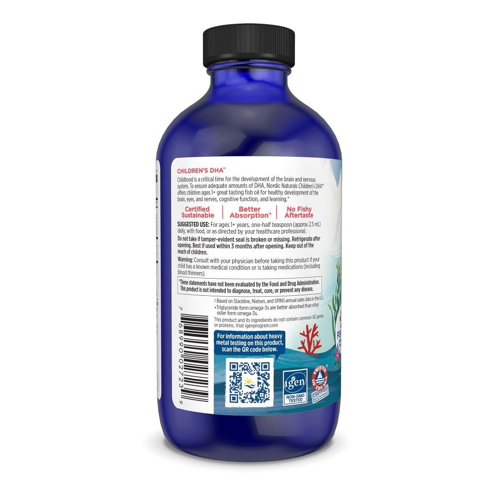 Nordic Naturals Children's DHA Strawberry - 8 oz for Kids | 530 mg Omega-3 (EPA & DHA)