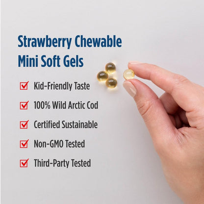 Nordic Naturals Children’s DHA Strawberry – 120 Mini Chewables for Kids, 250 mg Omega-3
