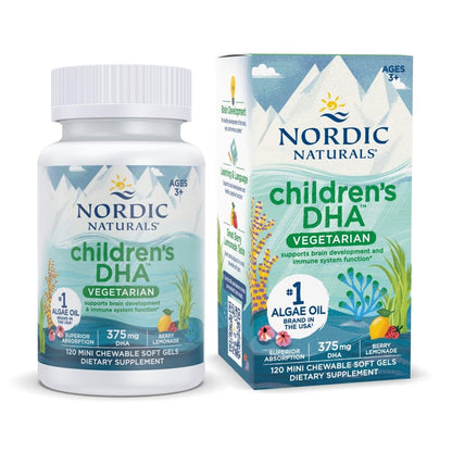 Nordic Naturals Children's DHA Vegetarian – Berry Lemonade Mini Chewables (Ages 3+) 120 Soft Gels