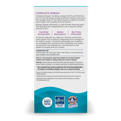 Nordic Naturals Complete Omega Lemon Flavor - 120 Soft Gels | EPA & DHA + GLA