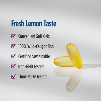 Nordic Naturals Complete Omega Lemon Flavor — 180 Soft Gels (565 mg Omega-3) | EPA & DHA + GLA | Non-GMO