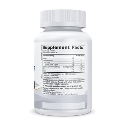 Nordic Naturals Vitamin D3 Gummies Wild Berry – 1000 IU, 2-Pack, Non-GMO