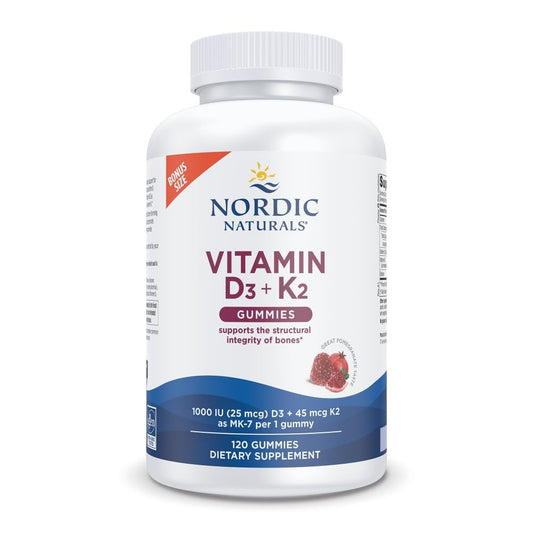 Nordic Naturals Vitamin D3 + K2 – 120 Pomegranate Gummies