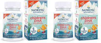 Nordic Naturals Children's DHA Strawberry - 120 Mini Chewables (Pack of 2) | 250 mg Omega-3 EPA/DHA