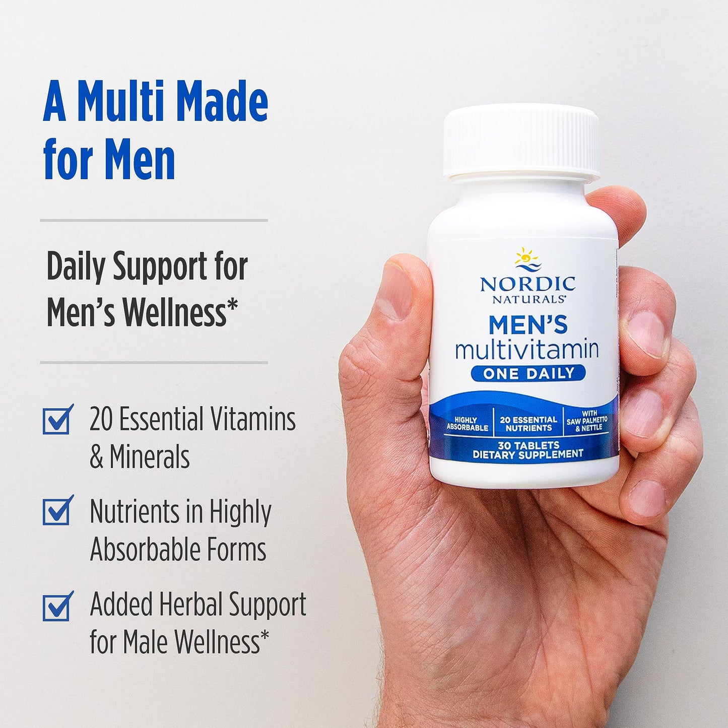 Nordic Naturals Men’s Multivitamin One Daily – 30 Tablets | Bone, Energy, Immunity Support