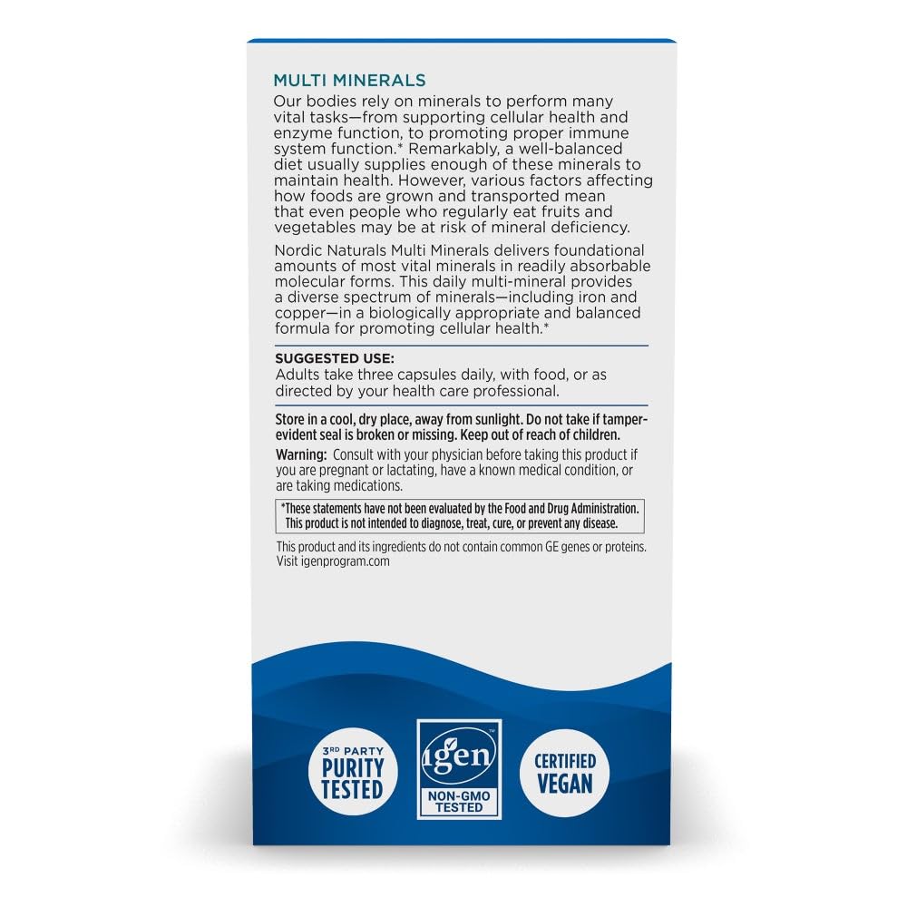 Nordic Naturals Multi Minerals Unflavored – 90 Capsules | 11 Essential Minerals | Vegan & Non-GMO | 30 Servings