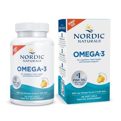 Nordic Naturals Omega-3 Lemon Flavor - 90 Soft Gels, 690 mg EPA & DHA