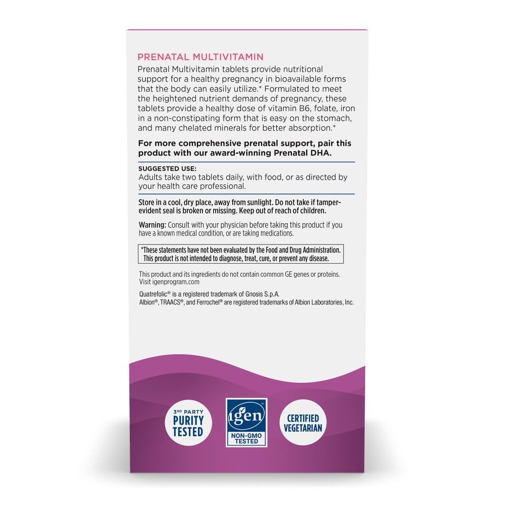 Nordic Naturals Prenatal Multivitamin for Women – 60 Vegetarian Tablets, 22 Essential Nutrients