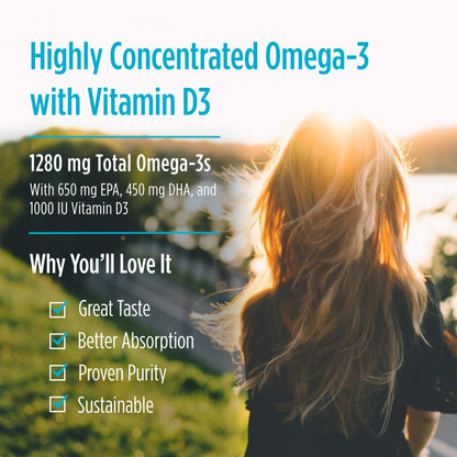 Nordic Naturals ProOmega-D Lemon - 120 Soft Gels | Omega-3 + Vitamin D3