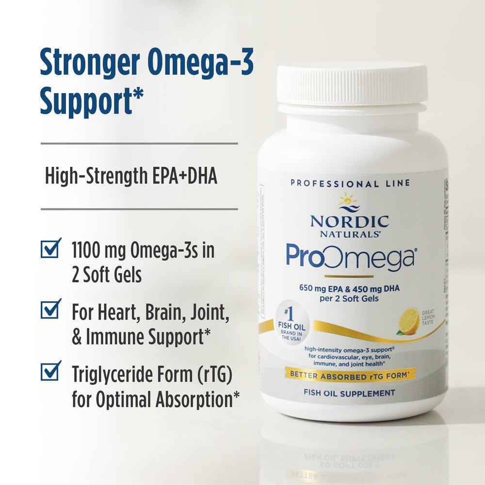Nordic Naturals ProOmega Lemon Flavor - 90 Soft Gels | 1280 mg Omega-3 (EPA & DHA) | Supports Brain, Heart, Immune Health | Non-GMO