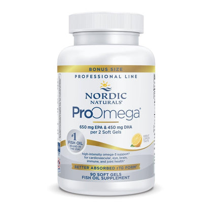 Nordic Naturals ProOmega Lemon Flavor - 90 Soft Gels | 1280 mg Omega-3 (EPA & DHA) | Supports Brain, Heart, Immune Health | Non-GMO