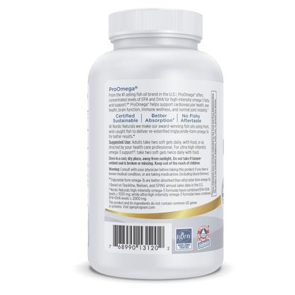Nordic Naturals ProOmega Lemon Flavor — 120 Soft Gels, 1280 mg Omega-3 (EPA & DHA) for Heart, Brain & Immune Health