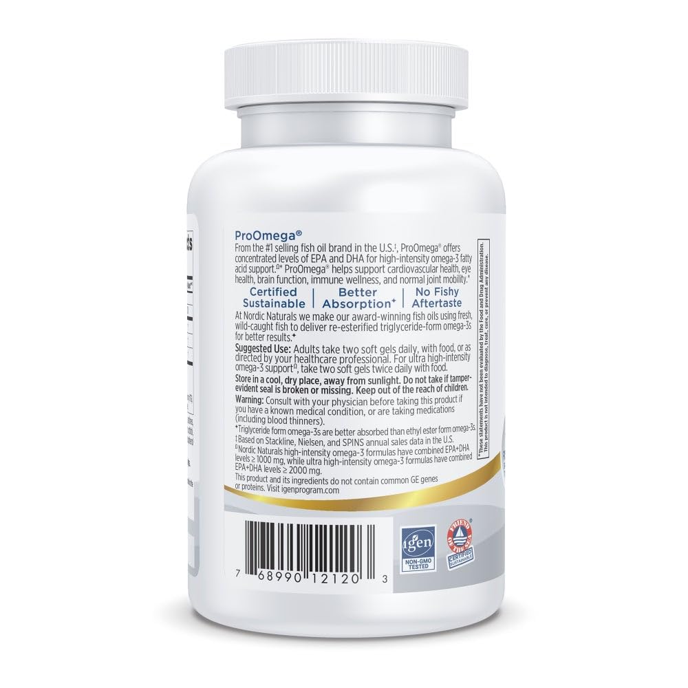 Nordic Naturals ProOmega Lemon | 60 Soft Gels, 1280 mg Omega-3