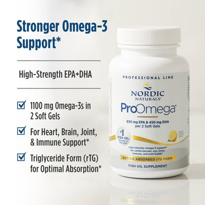 Nordic Naturals ProOmega Lemon Flavor — High-Potency Omega-3 (1280 mg) 180 Soft Gels