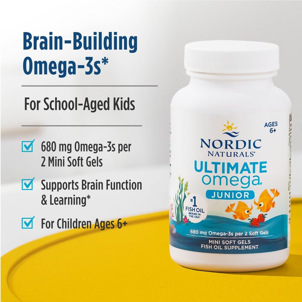 Nordic Naturals Ultimate Omega Jr. Strawberry | 90 Mini Soft Gels | 680 Total Omega-3s