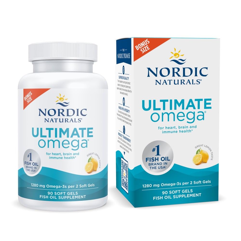 Nordic Naturals Ultimate Omega Lemon - 90 Soft Gels | 1280 mg Omega-3 (EPA & DHA)