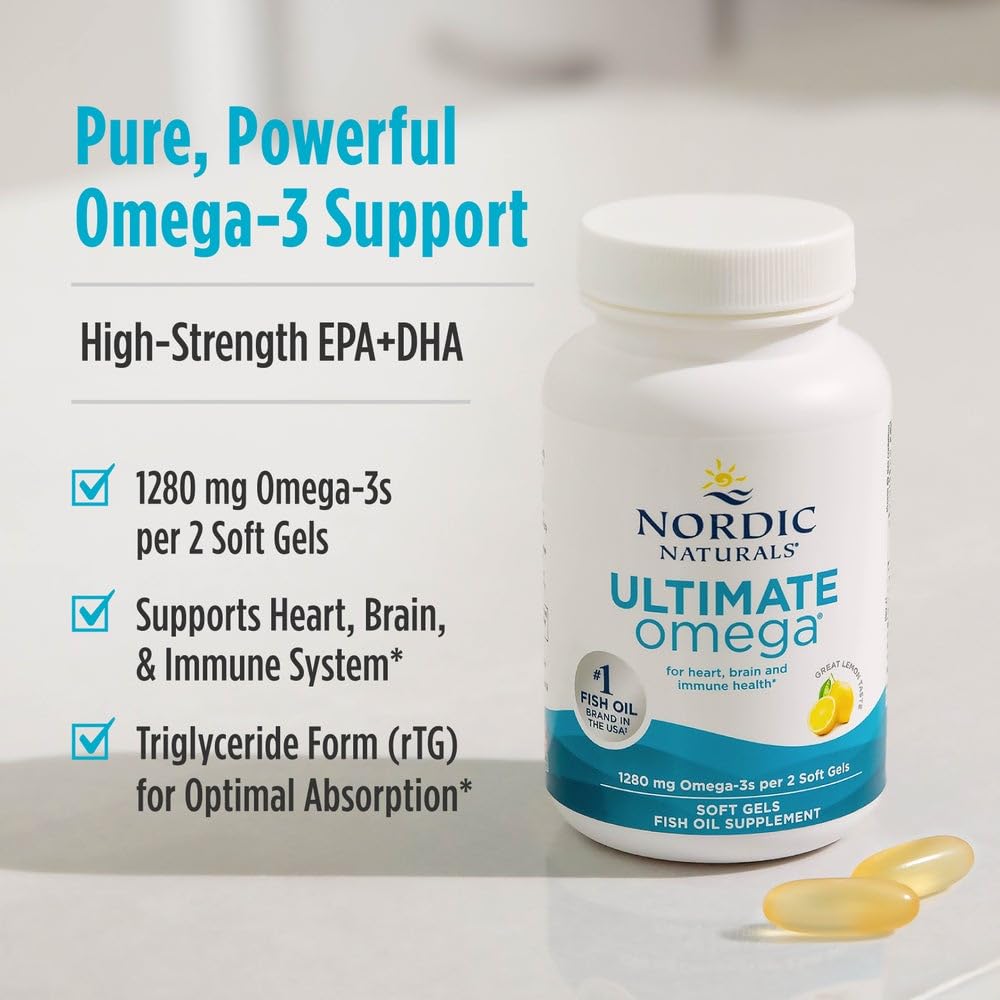 Nordic Naturals Ultimate Omega Lemon - 90 Soft Gels | 1280 mg Omega-3 (EPA & DHA)