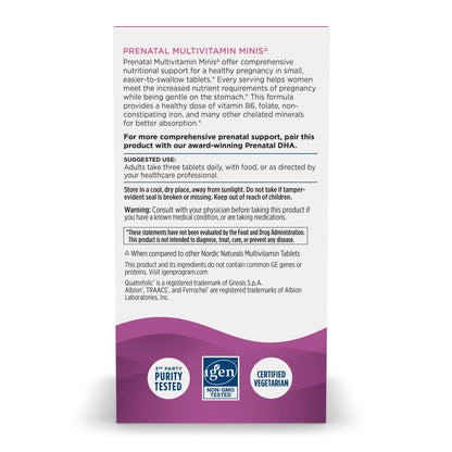 Nordic Naturals Vegetarian Prenatal Multivitamin Minis – 90 Easy-to-Swallow Tablets | Non-GMO