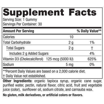 Nordic Naturals Vitamin D3 5000 Gummies - Passion Fruit, 30 Gummies, Pack of 2 | Vegetarian & Non-GMO