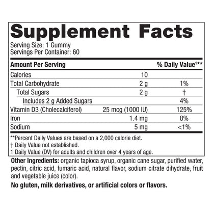 Nordic Naturals Vitamin D3 Gummies Wild Berry - 60 Gummies (2-Pack) 1000 IU | Non-GMO