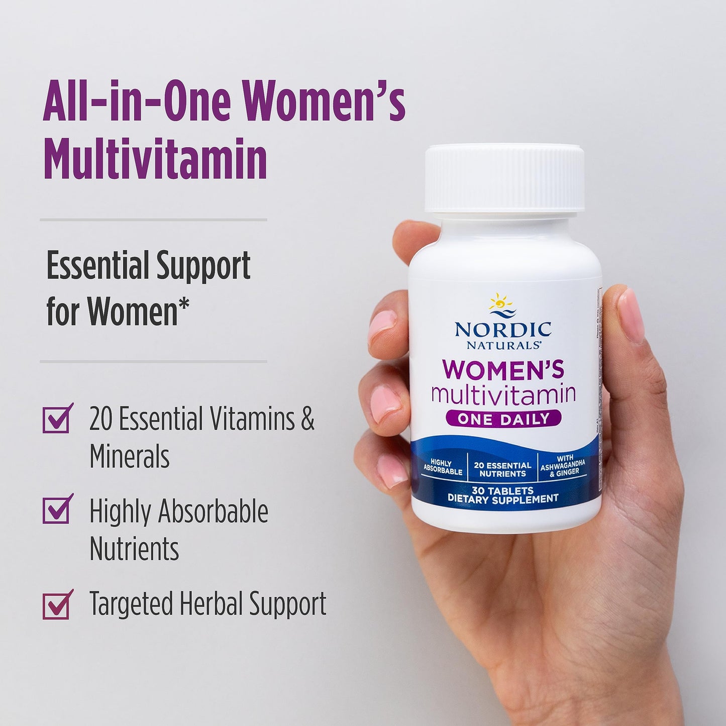 Nordic Naturals Women's Multivitamin One Daily - Skin, Hair, Energy & Immunity