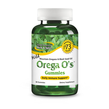 North American Herb & Spice Orega O's Gummies – Wild Oregano Oil & Black Seed Oil, Non-GMO, 60 Gummies