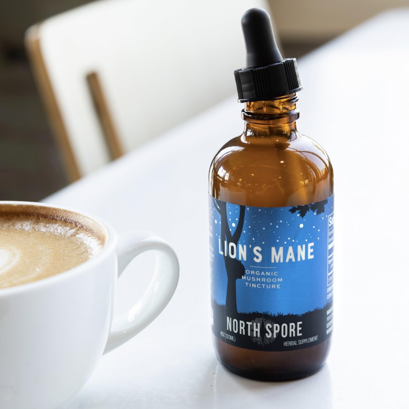 North Spore Organic Lion's Mane Mushroom Tincture (4 oz) | 100% Fruiting Body Extracts | for Focus, Memory, Brain Support | Certified Organic, Vegan, Non-GMO | Adaptogenic, Nootropic | Made in USA