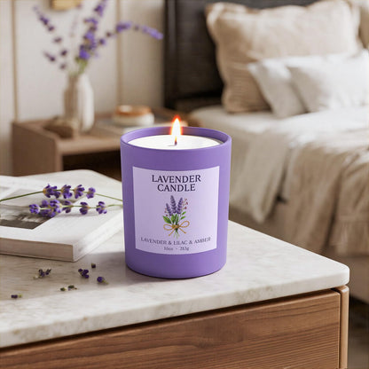 NORVENCE Lavender Candle - 10oz Soy Wax, Bamboo Lid | Relaxation & Home Decor