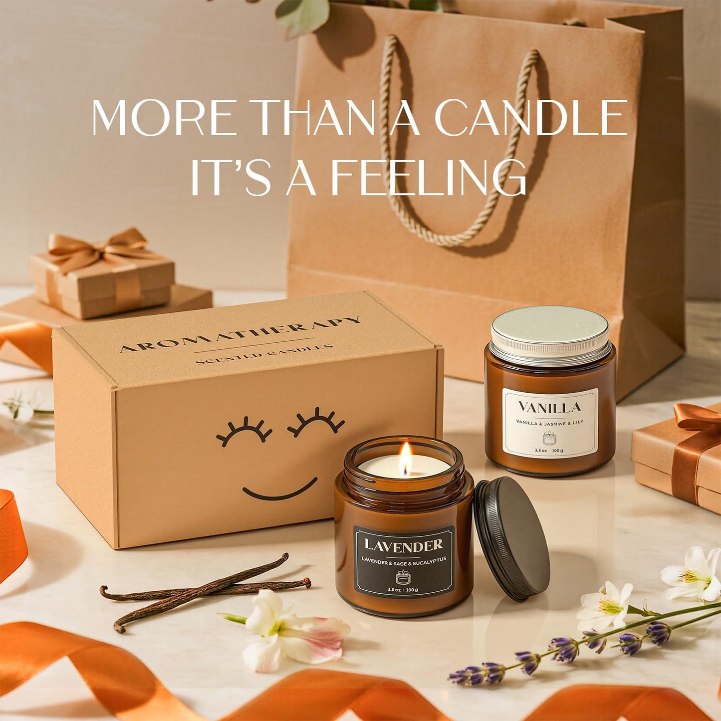 NORVENCE Scented Candles Gift Set | Premium Soy Candles for Home, Stress Relief, Gifts for Women & Men, Black & White, 7 oz