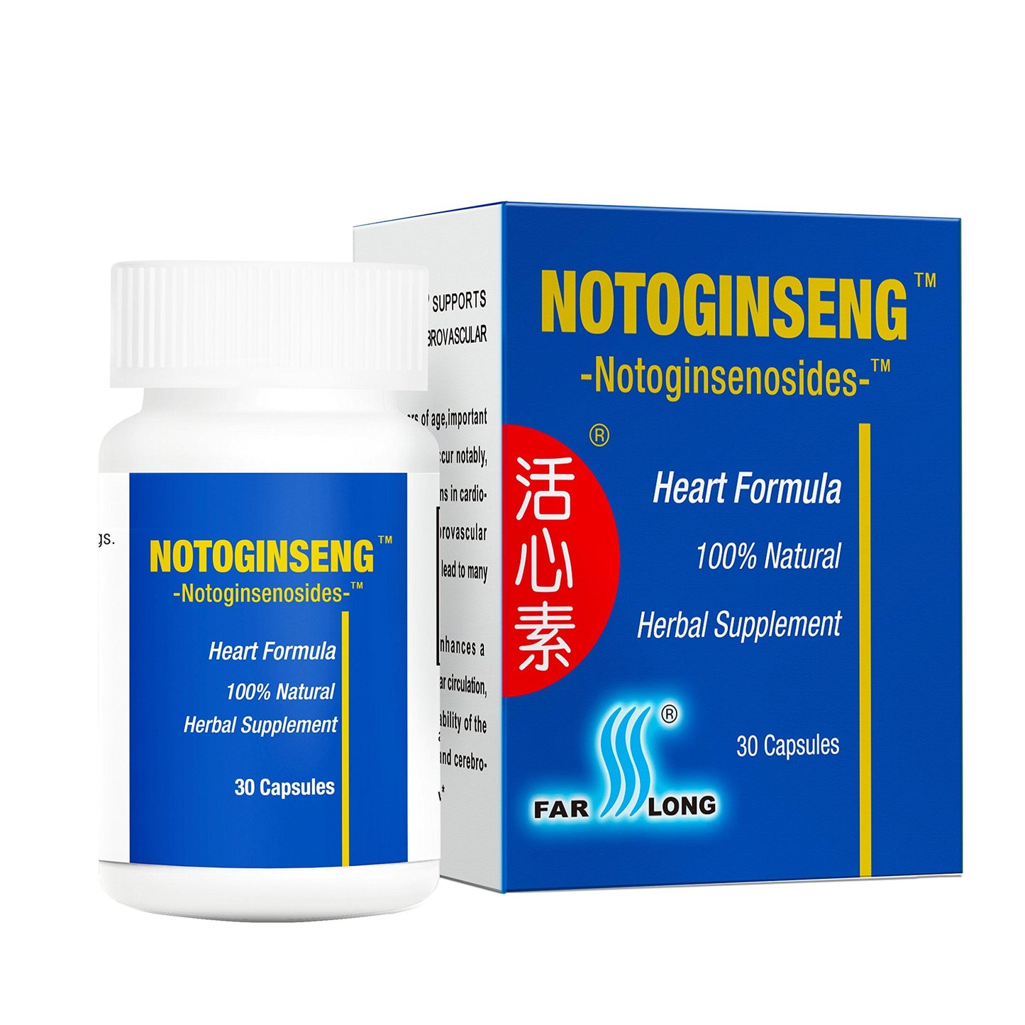 NOTOGINSENG ™ – Support Healthy Heart | 100% All-Natural Notoginseng Supplement, 30 Capsules, 90% Notoginsenosides, San Qi | Farlong