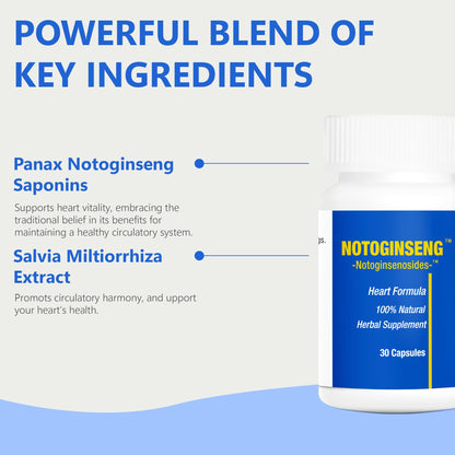 NOTOGINSENG ™ – Support Healthy Heart | 100% All-Natural Notoginseng Supplement, 30 Capsules, 90% Notoginsenosides, San Qi | Farlong