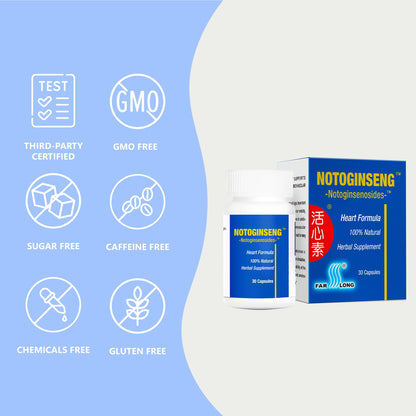 NOTOGINSENG ™ – Support Healthy Heart | 100% All-Natural Notoginseng Supplement, 30 Capsules, 90% Notoginsenosides, San Qi | Farlong