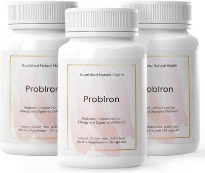 Nourished ProbIron: Vegan Iron + Probiotic for Women (90 Capsules)