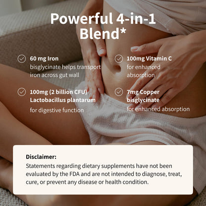 Nourished ProbIron: Vegan Iron + Probiotic for Women (90 Capsules)