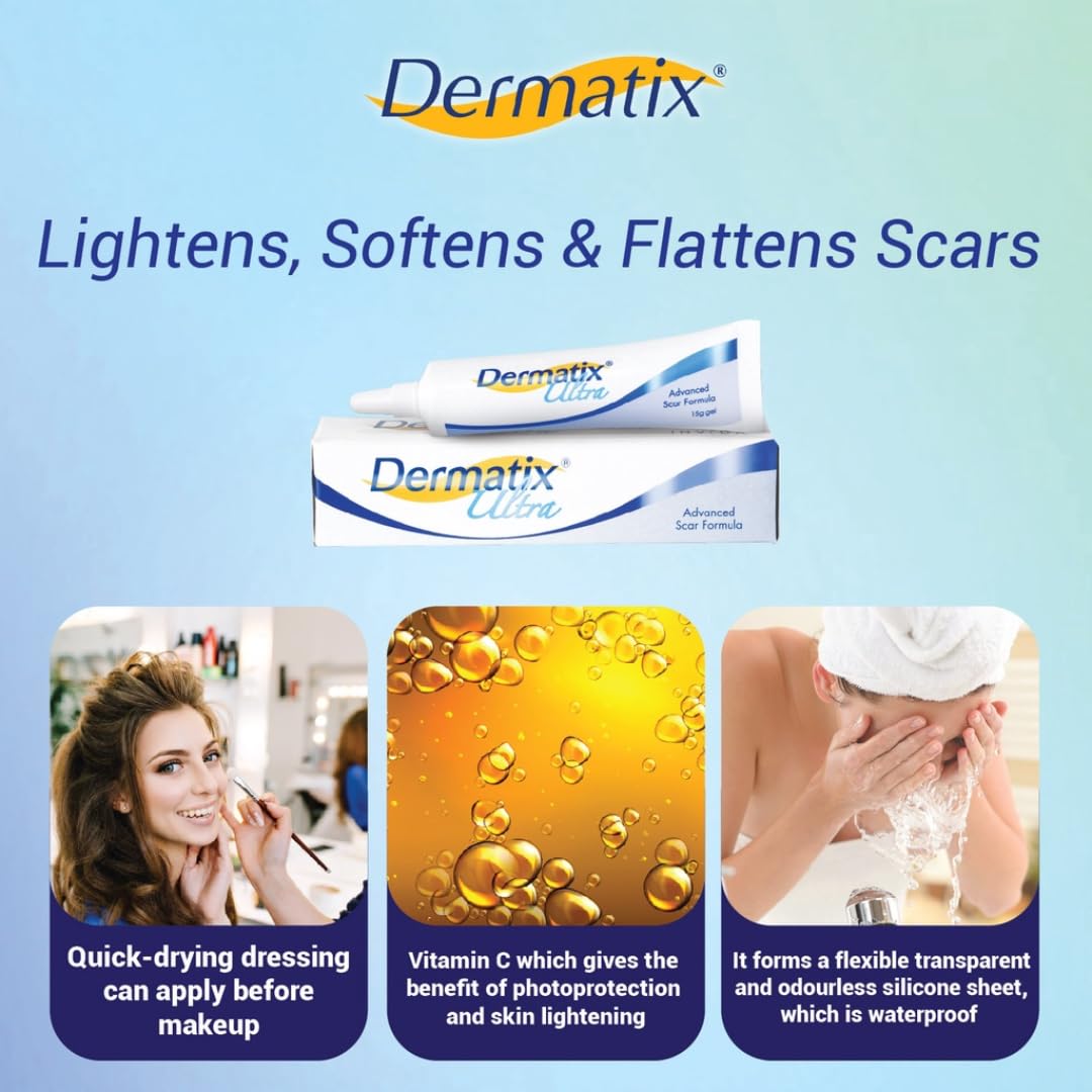 NOUVOS Dermatix Ultra Scar Gel - 15g | Softens and Flattens Scars, Quick-Drying, Odorless
