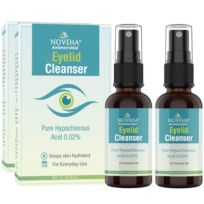 NOVEHA Eyelid Cleanser | Gentle Hypochlorous Acid Spray for Daily Eye Care (1oz, 2 Pack)