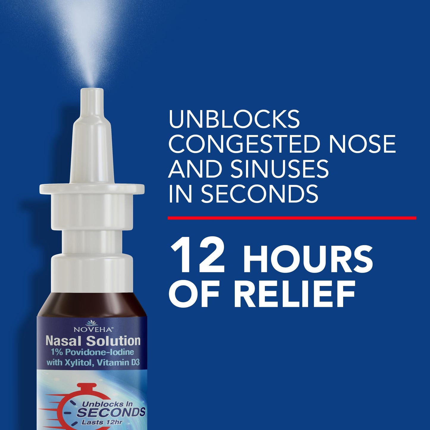 NOVEHA Iodine Nasal Spray – Daily Nasal Cleanser with Vitamin D3 & Aloe Vera | Made in USA