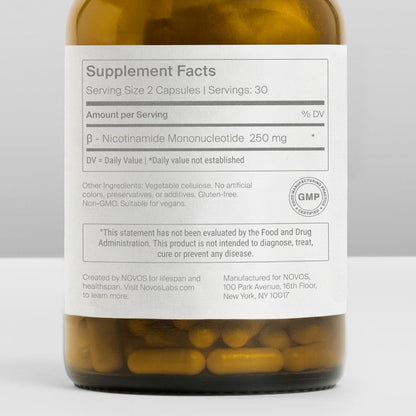 Novos Boost NMN 250 mg – 60 Capsules | Supports NAD+, Cellular Repair & DNA Protection