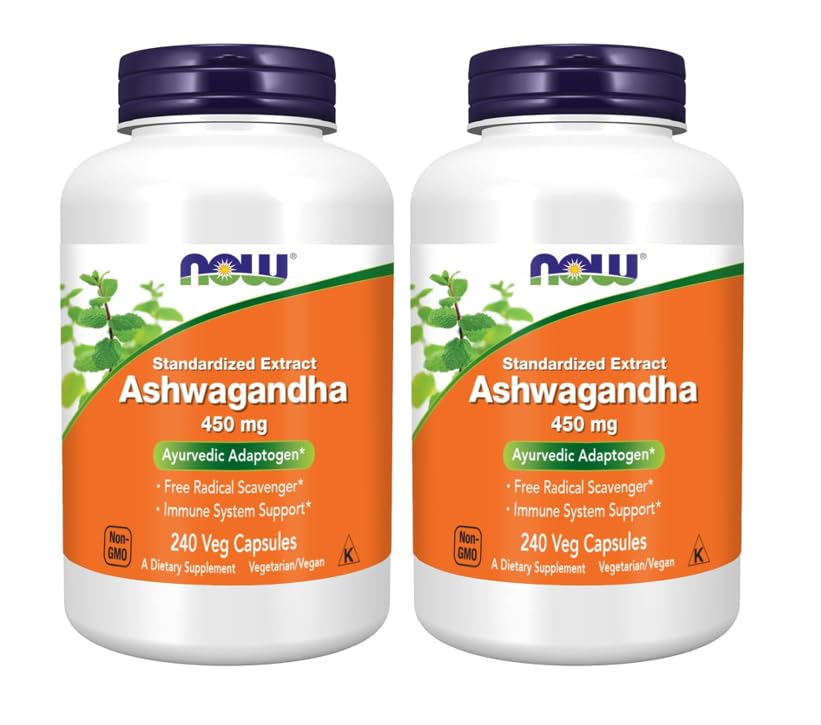 NOW Foods Ashwagandha Extract 450 mg – Vegan, Kosher, Non-GMO | 480 Veg Capsules (Pack of 2)