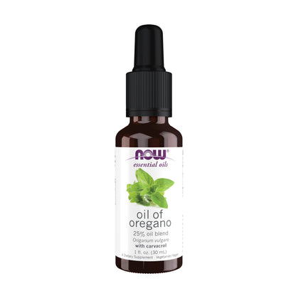 NOW Essential Oils Oil of Oregano 25% Blend in Olive Oil 1 oz