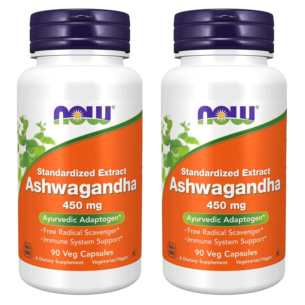 NOW Foods Ashwagandha Extract 450mg, 90 VCaps (Pack of 2) - Adaptogen & Immune Support