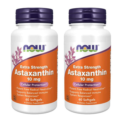 NOW Foods Astaxanthin 10mg 60 SoftGels (2 Pack) - Non-GMO Haematococcus
