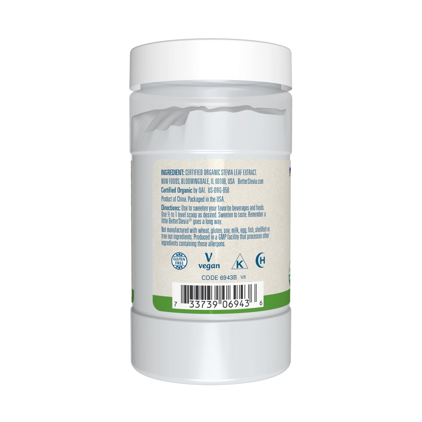 NOW Foods BetterStevia Organic Zero-Calorie Extract Powder - 4 oz | Keto Friendly