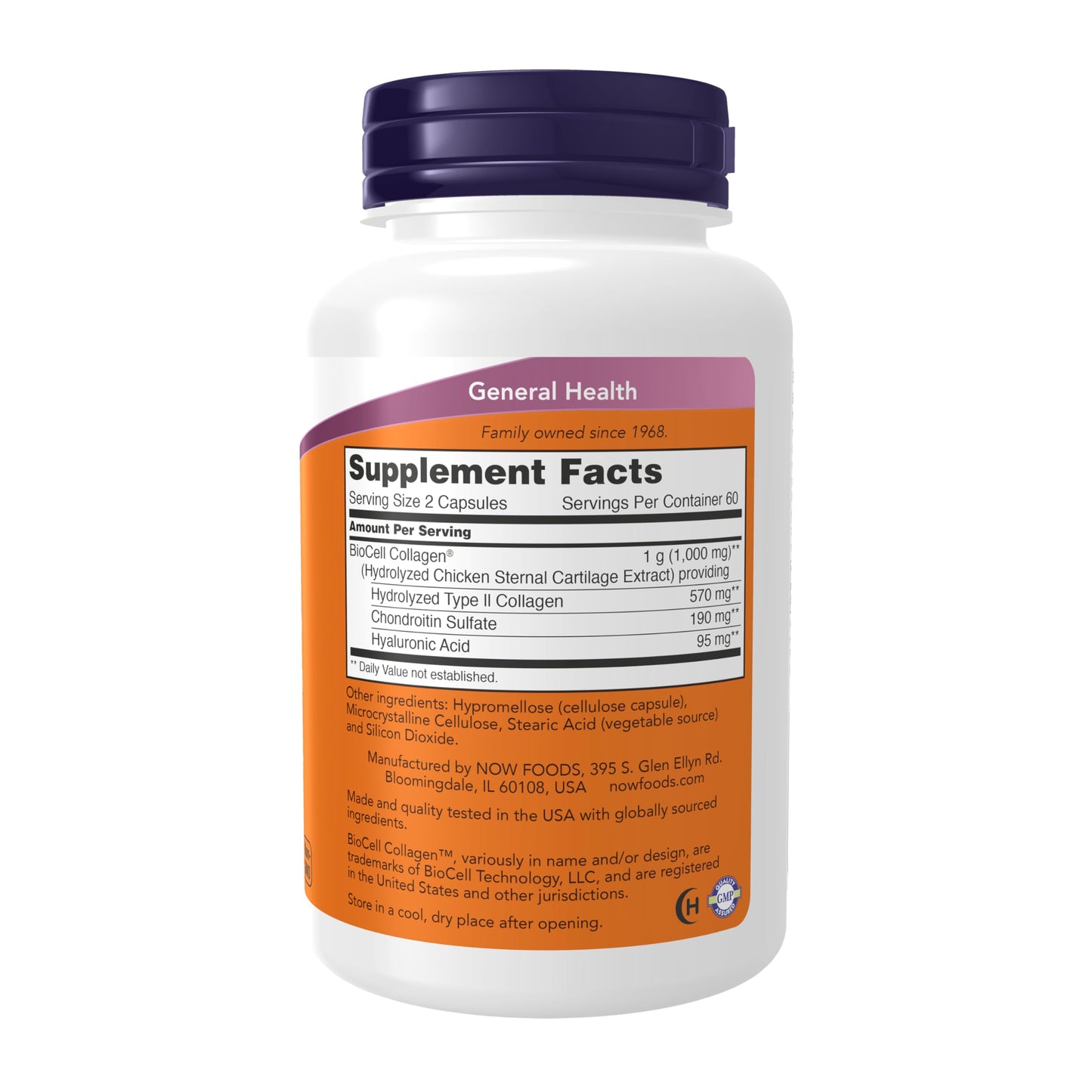 NOW Foods BioCell Collagen Hydrolyzed Type II | Joint Health & Skin Support | 120 Veg Capsules