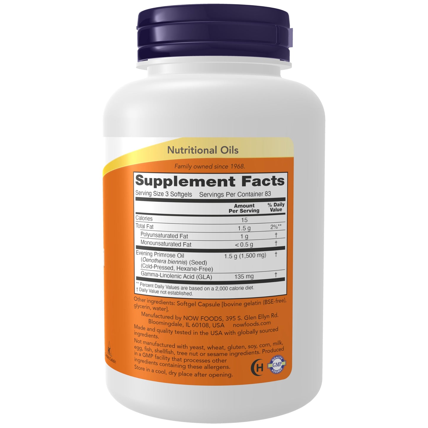 NOW Foods Evening Primrose Oil 500 mg with GLA - 250 Softgels