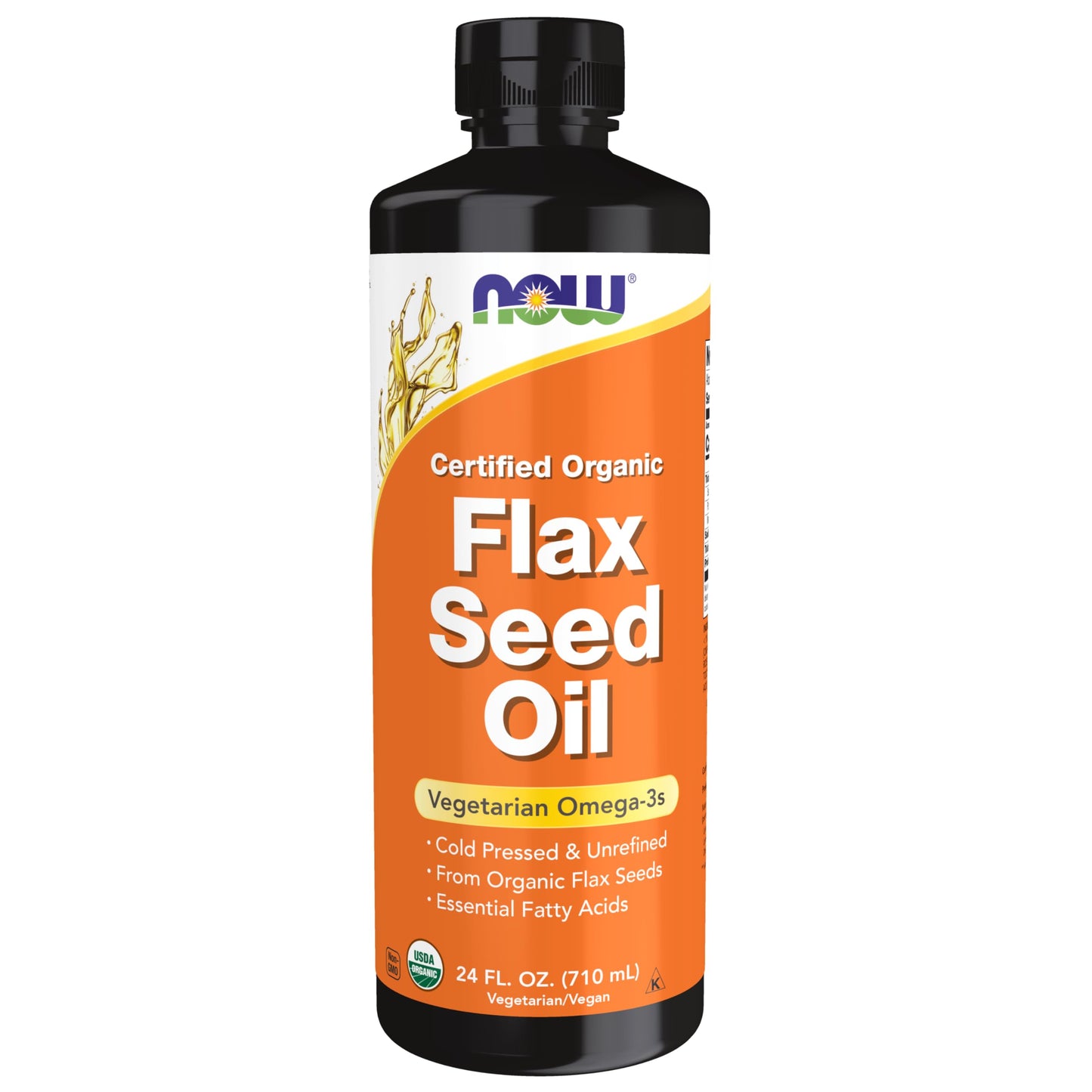 NOW Foods Certified Organic Flax Seed Oil – Cold-Pressed, Unrefined, 24 oz