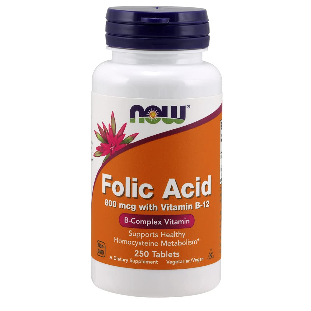 NOW Foods Folic Acid 800 mcg Tabs (Pack of 2) | B-Vitamin Support & DNA Synthesis